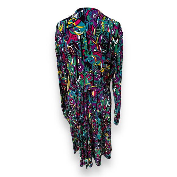 Vicky Tiel Dress Wrap Dress Colorful Abstract Large - Picture 2 of 7